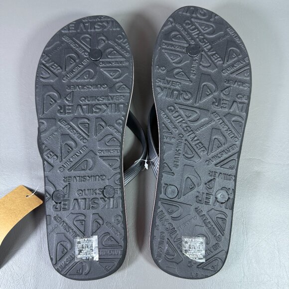 Quiksilver Molokai Flip Flops Mens Size 12 Thong Sandals Black Colorful Script - Picture 9 of 11